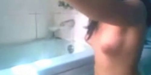 Girl masturbate for BF in bathroom