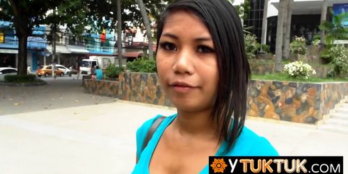 Thai angel with hard black nipples gets fingered so slo