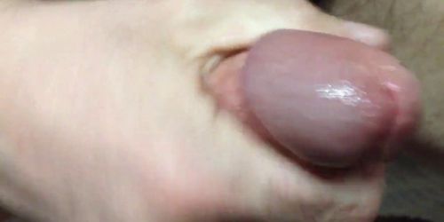 Close up jerk with precum and oozing cumshot