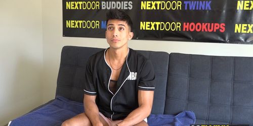 Latino twink questioned and masturbated for an audition