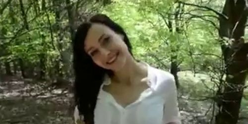 Cute German Girl Blowjob in Forest