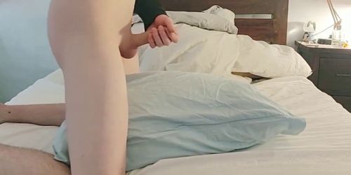 Pillow humping uncut twink cum handsfree