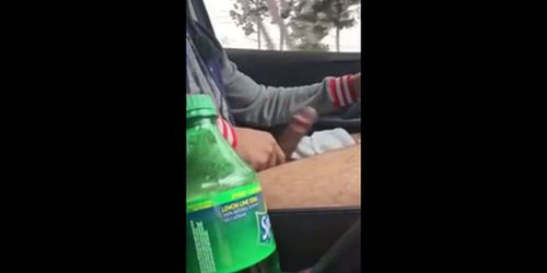 Arab guy jacking off in car