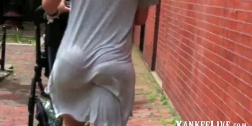 Jiggly Bubble Butt Milf Grey Skirt VPL