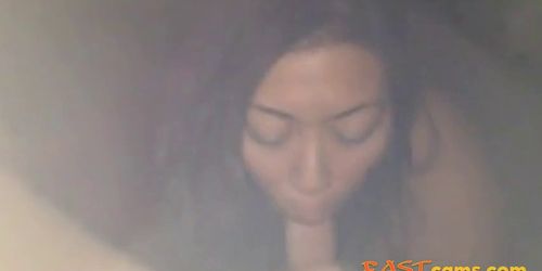 Asian blowjob and ball licking