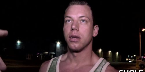 Lewd gay sucks through a hole