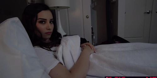 Aria sneaks into Tonys bed for a cock handjob