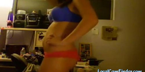 Cute Tight Bodied Amateur Brunette Cam Girl Stripping