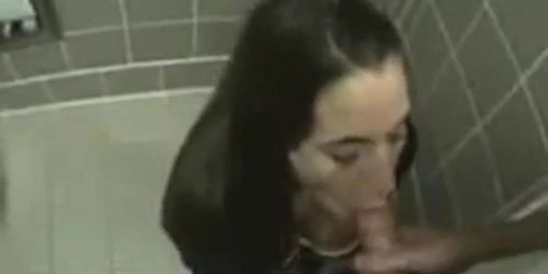 amateur fuck slut in public toilet swallows cum