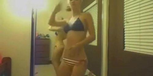 Dance Teen does a mirror dance on webcam