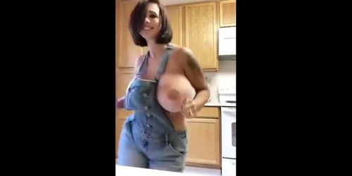 Pretty Girl Dancing and Shaking Her Big Titties