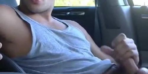 Str8 hot young jock jerks in his car