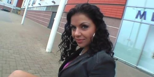 Striking woman bends down for sex