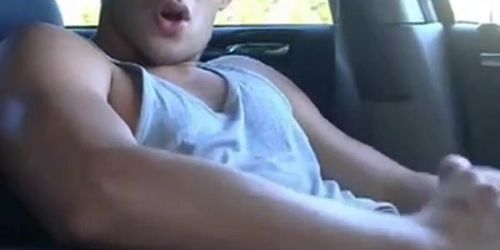 Str8 hot young jock jerks in his car