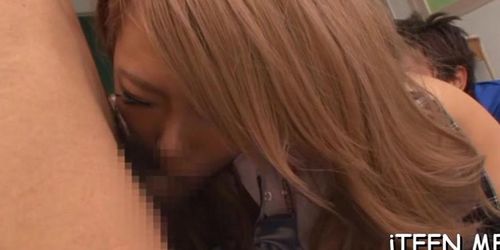 Hot oriental blonde chika kitano bounces on thick wang