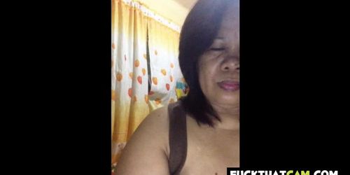 Filipino Granny showing her delites on cam