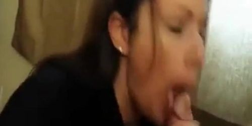 Girl jerks off her boyfriend and takes load in mouth