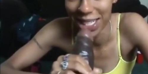 Nasty bitch Sloppy deepthroat bbc blowjob