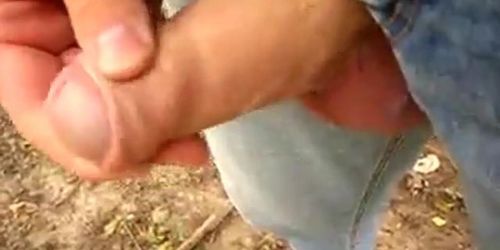 Uncut Cock Outdoor Wanking and Cumming