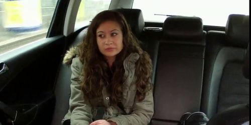 Shaved pussy teen fucked in fake taxi