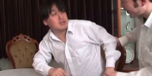 Asian fancy beauty talked into gangbang fucking in a re