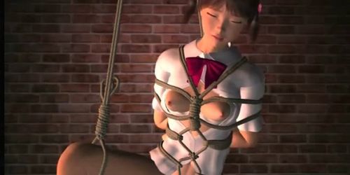 Anime sex slave in ropes submitted to sexual teasing