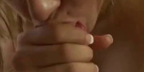 Sexy young blonde sucking cock