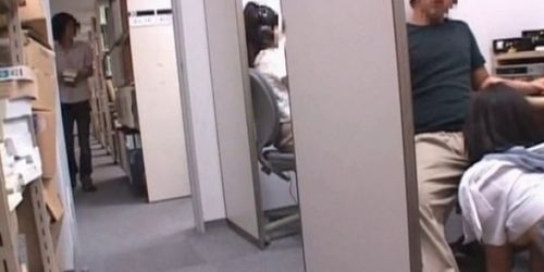 Teen asian nympho jumping and sucking dick at work