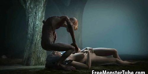 Foxy 3D babe gets fucked in the woods by Gollum