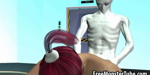 Foxy 3D cartoon redhead babe gets fucked by an alien (Sex Kitten)