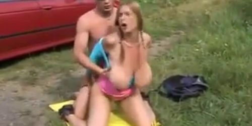 Busty Teen Fucked Outside