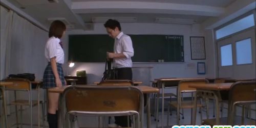 Hot schoolgirl nailed by two guys