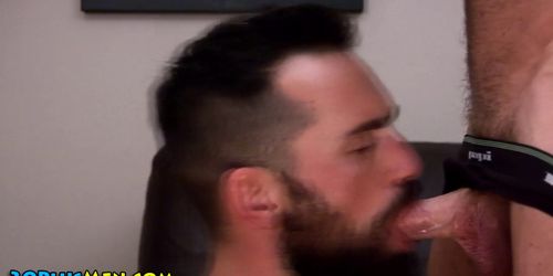 Muscle bear eats hot hairy cock