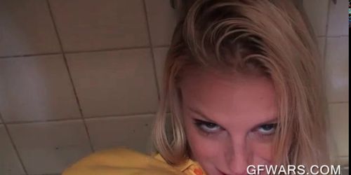 Blonde pussy smashed in a restaurant kitchen