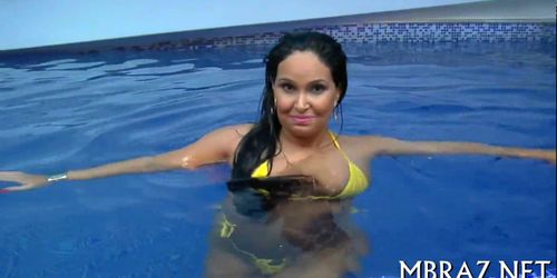 Brazilian mamita fucks by the pool