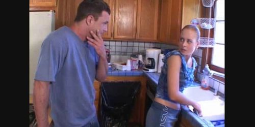 Young woman anal fucked in her kitchen