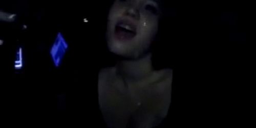 Teen slut sucking dick backstage of club