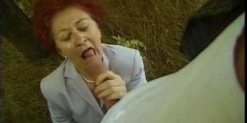 Granny Susanne Sucks and Fucks Outdoors