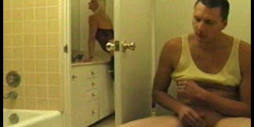 Old Blonde Tart Fucks in the Bathroom