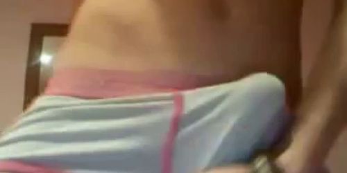 An adorable cute blonde teen twink teasing on cam