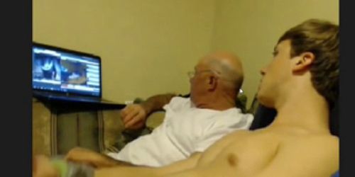 Old Guy Young Guy Stroking To Girls On Cam