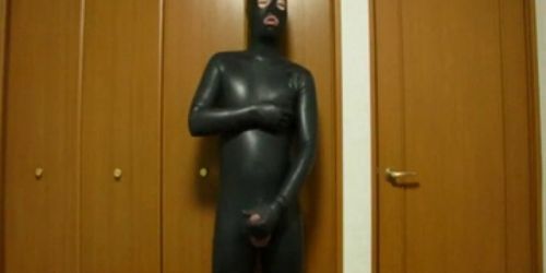 latex boy wanking