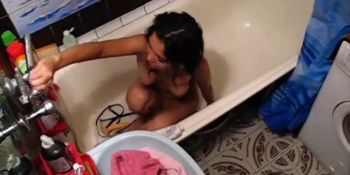 Hot GF masturbating in bathroom