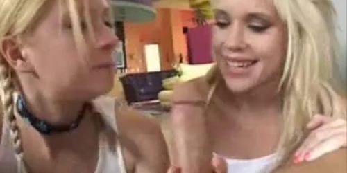 Blond Girls give Blowjob