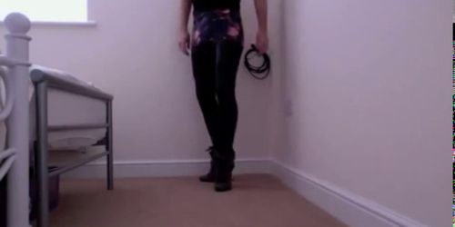 AshleyDare - Tight wetlook leggings and mini skirt