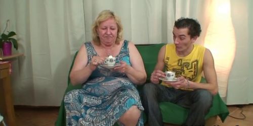 Huge granny is banged by her son's friend