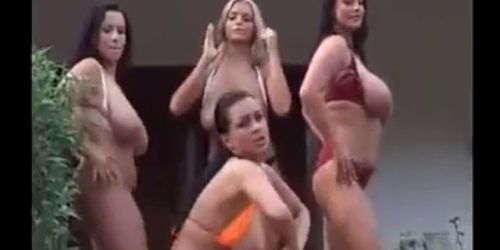 big tit ladys dance and play by pool softcore