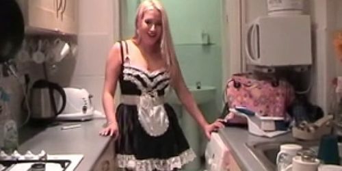 French Maid costume play for British pornstar Kaz B