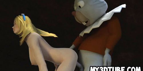 3D Alice in Wonderland gets fucked by the White Rabbit