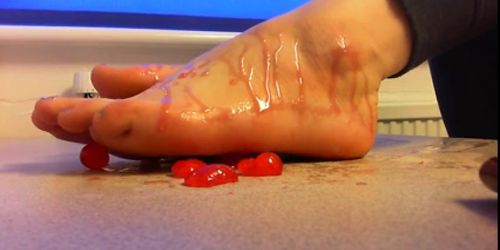 Sticky boyfeet crushing cherries!